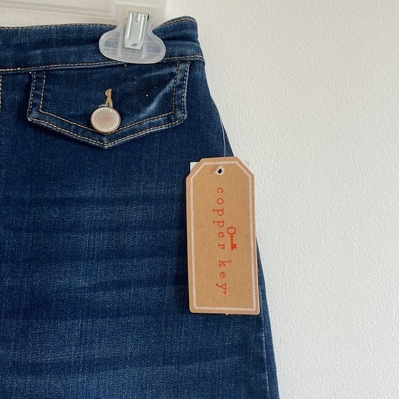NWT Classic Mini Denim Skirt Copper Key Casual XS Stretch Jean Blue Basic - Picture 3 of 11